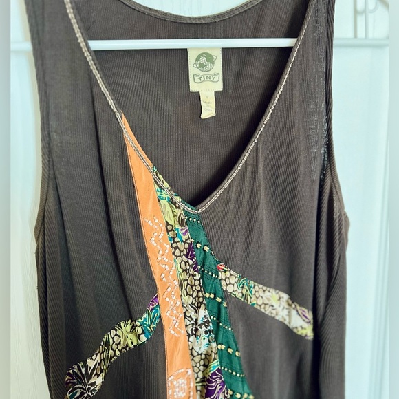 Anthropolgie Brown and Multicolor Patchwork Tank Top - Picture 3 of 7